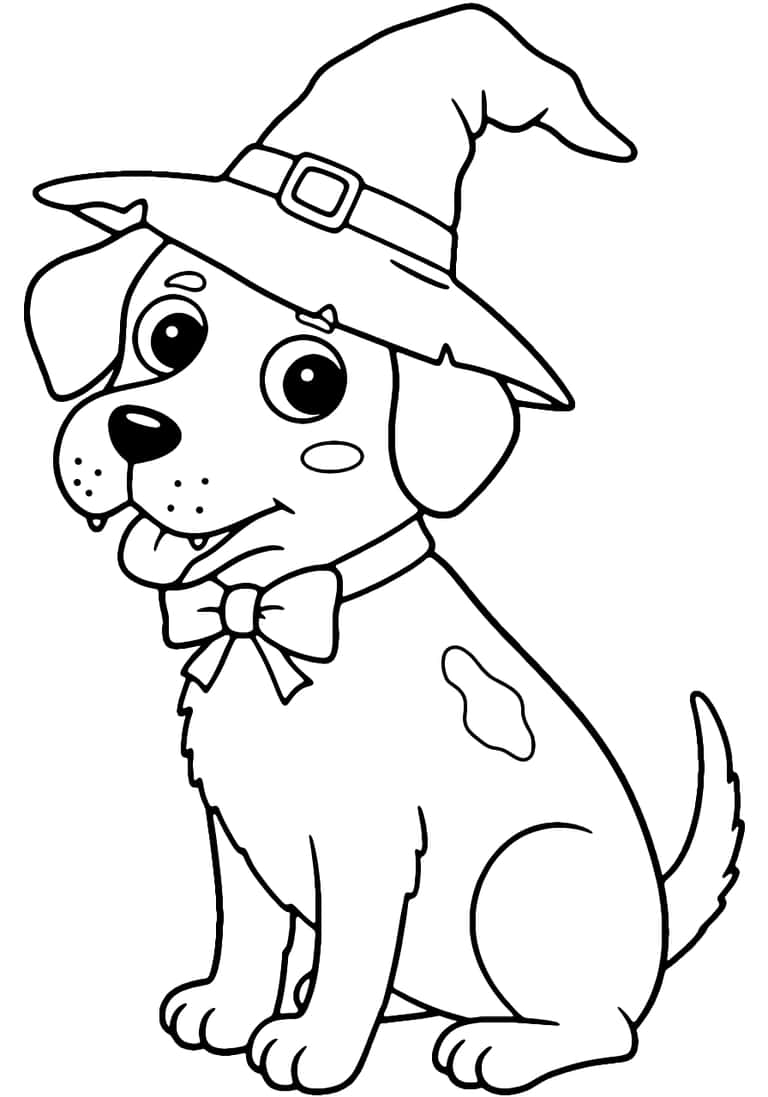 Disegno Da Colorare Di Cane Halloween Adorabile