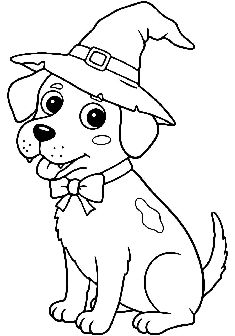 Adorable Halloween Dog Coloring Page