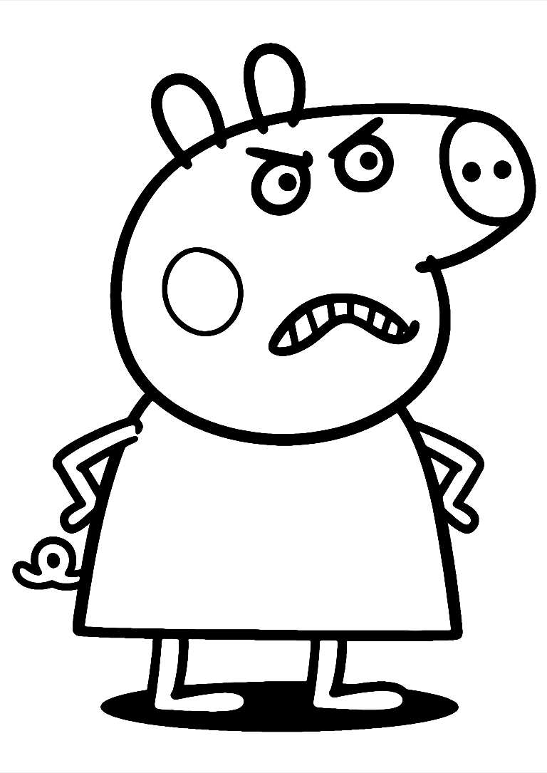 Boze Peppa Pig Kleurplaat