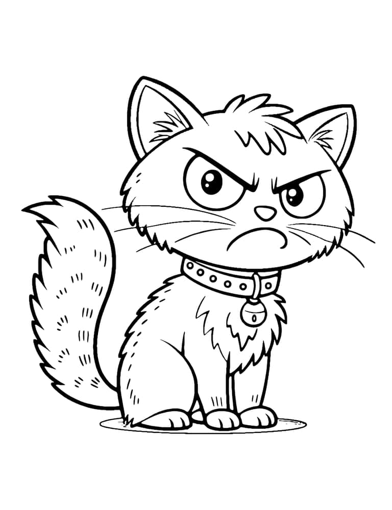 Desenho De Gato Irritado Para Colorir