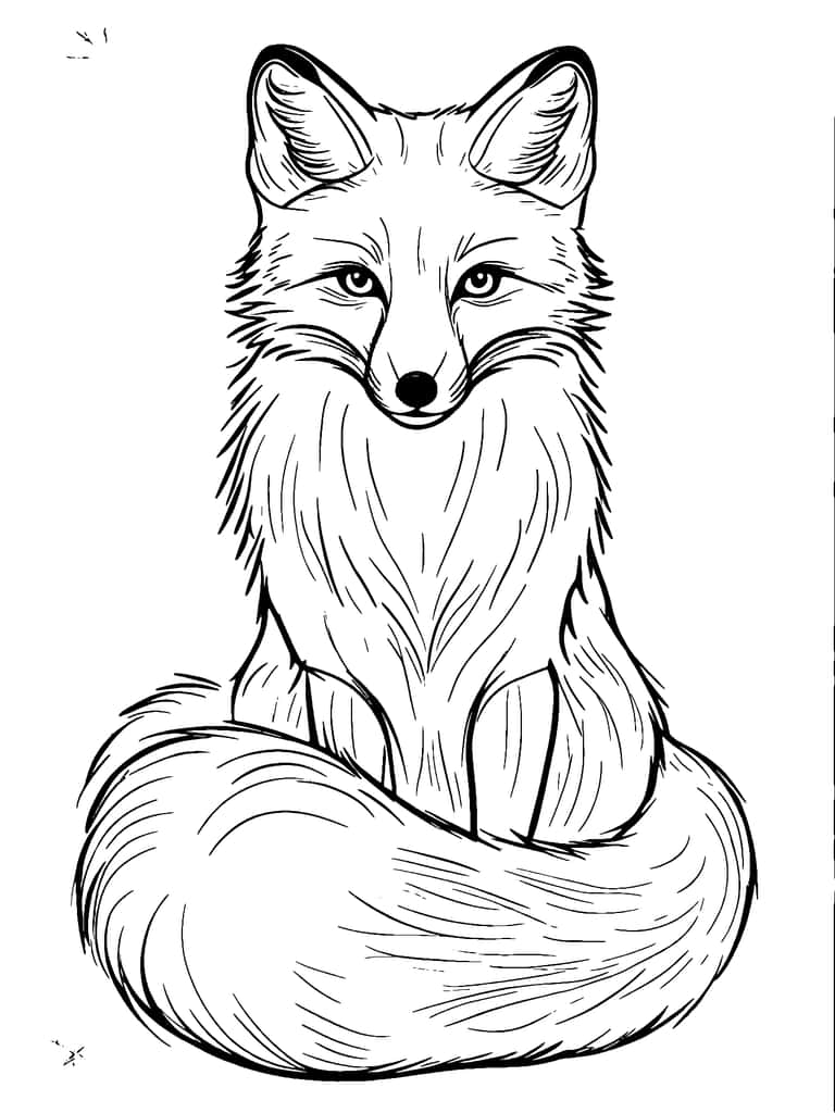 Arctic Fox Sitting Coloring Page