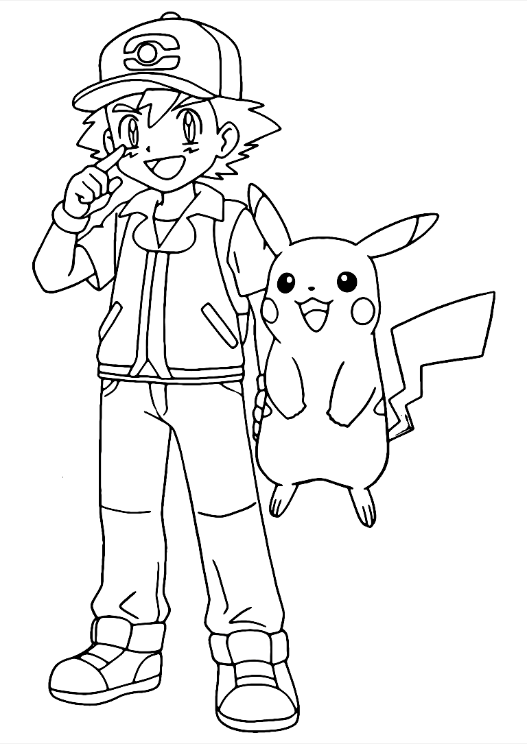 Pokemon Ash Och Pikachu Målarbilder