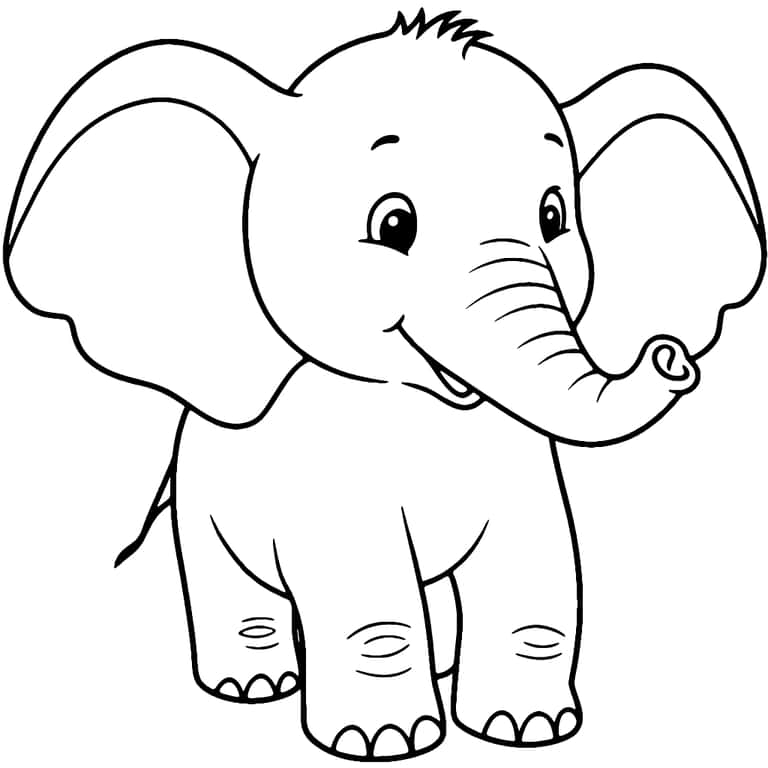 Dibujo De Elefante Bebé Para Colorear