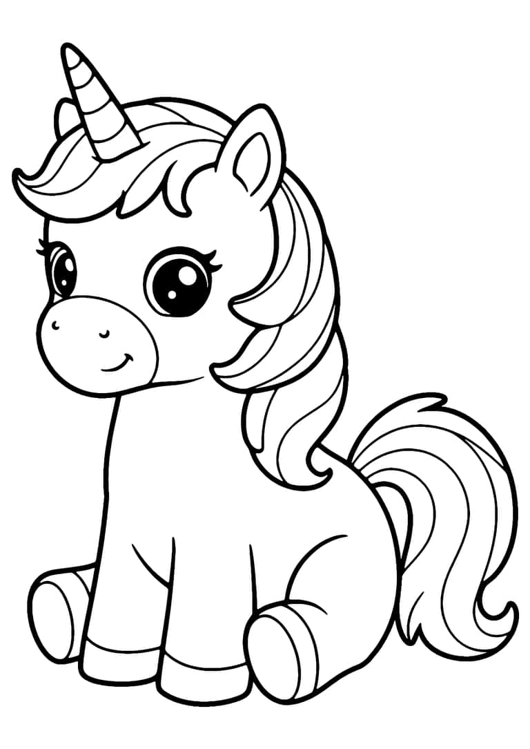 Baby Unicorn Coloring Page