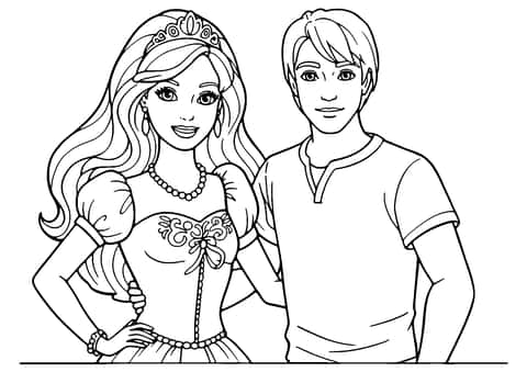 barbie y ken Coloring Page