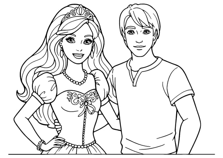 Dibujo De Barbie Y Ken Para Colorear