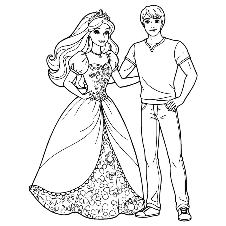 Dibujo De Barbie Y Ken Para Colorear