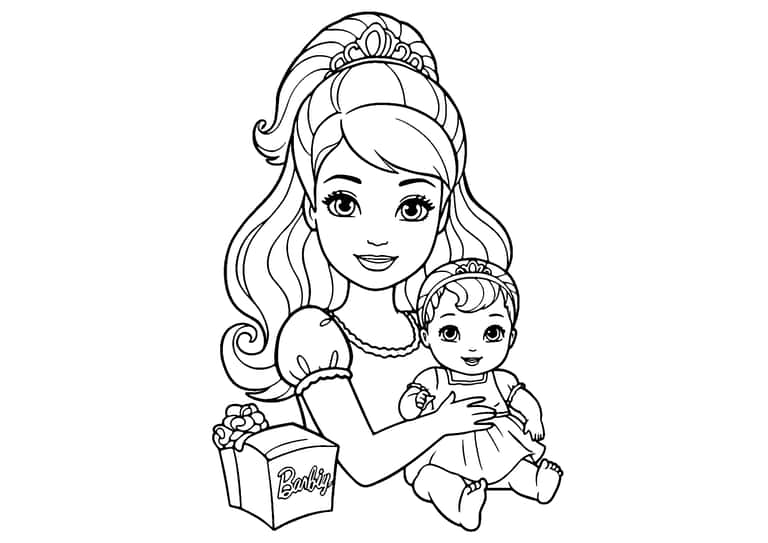 Dibujo De Barbie Bebe Para Colorear