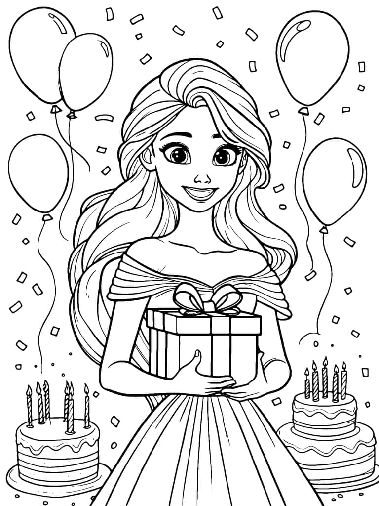 Dibujo De Barbie Cumpleaños Para Colorear