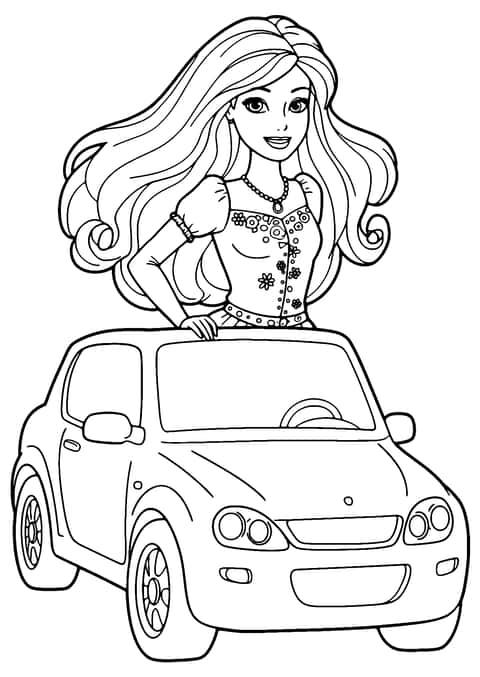 barbie car Coloring Page