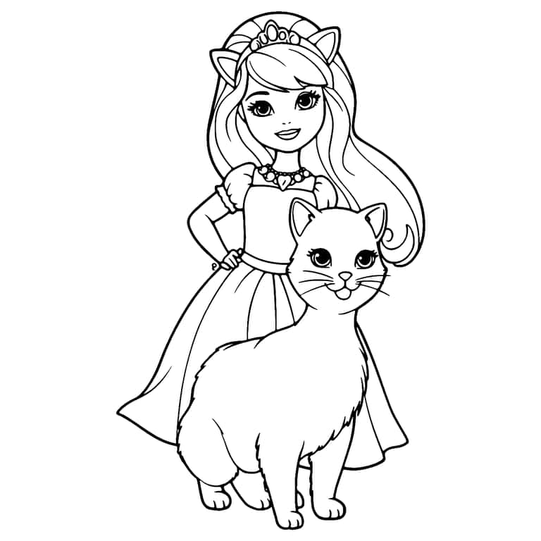 Dibujo De Barbie Gato Para Colorear