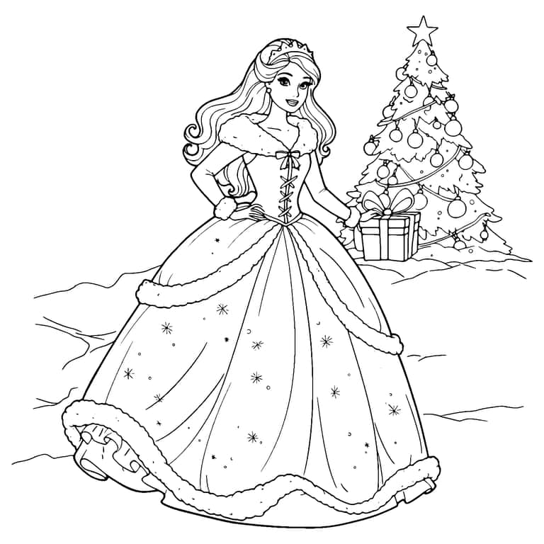 Dibujo De Barbie Navidad Para Colorear