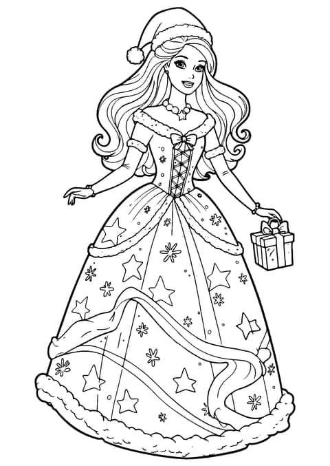 バービー クリスマス Coloring Page