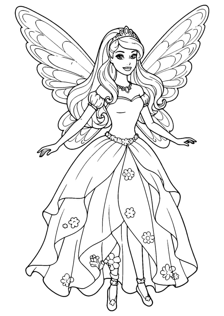 Coloriage Barbie Fée