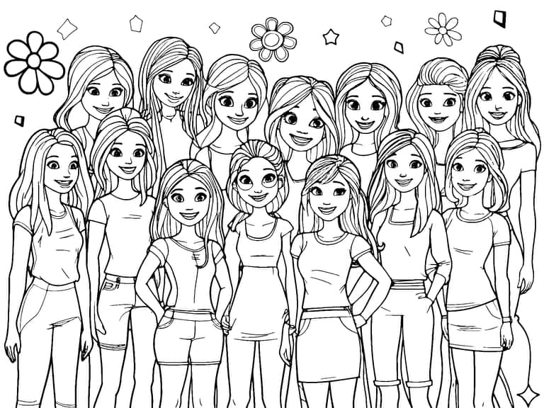 Dibujo De Barbie Amigas Para Colorear