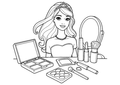 barbie maquillaje Coloring Page