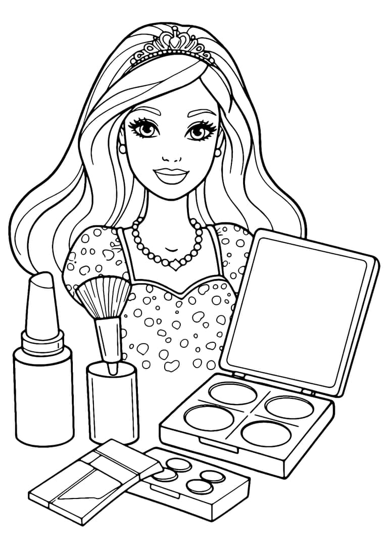 Dibujo De Barbie Maquillaje Para Colorear