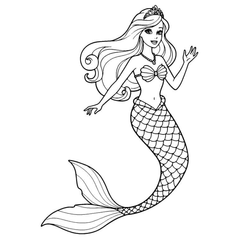 Dibujo De Barbie Sirena Para Colorear