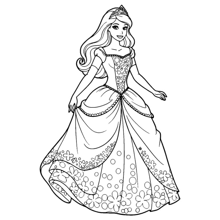 Dibujo De Barbie Princesa Para Colorear