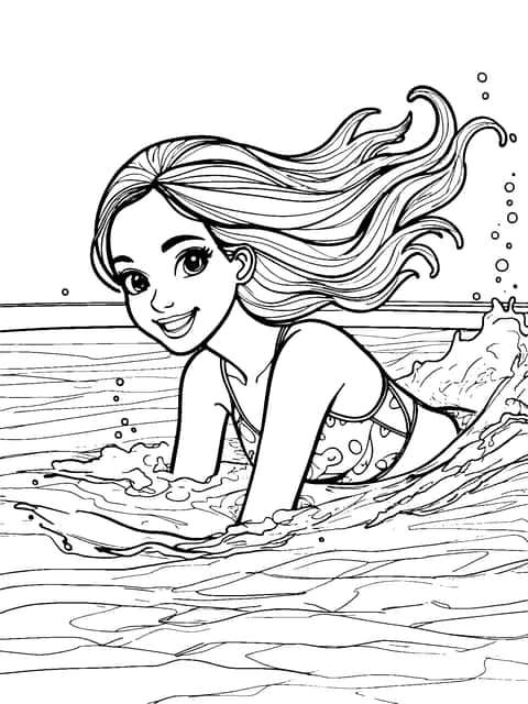 barbie nadando Coloring Page