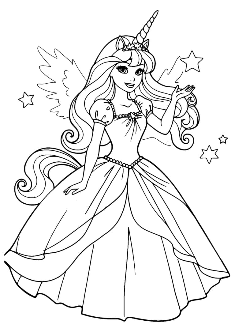 Dibujo De Barbie Unicornio Para Colorear