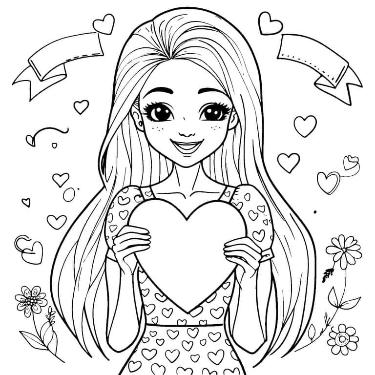 Dibujo De Barbie San Valentin Para Colorear