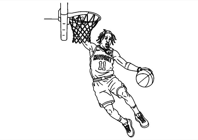 Travis Scott Playing Basketball Coloring Page