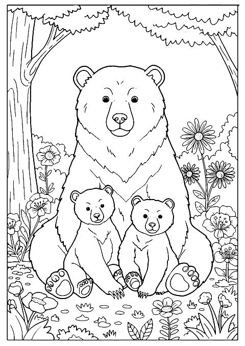 Ayı Ailesi Coloring Page