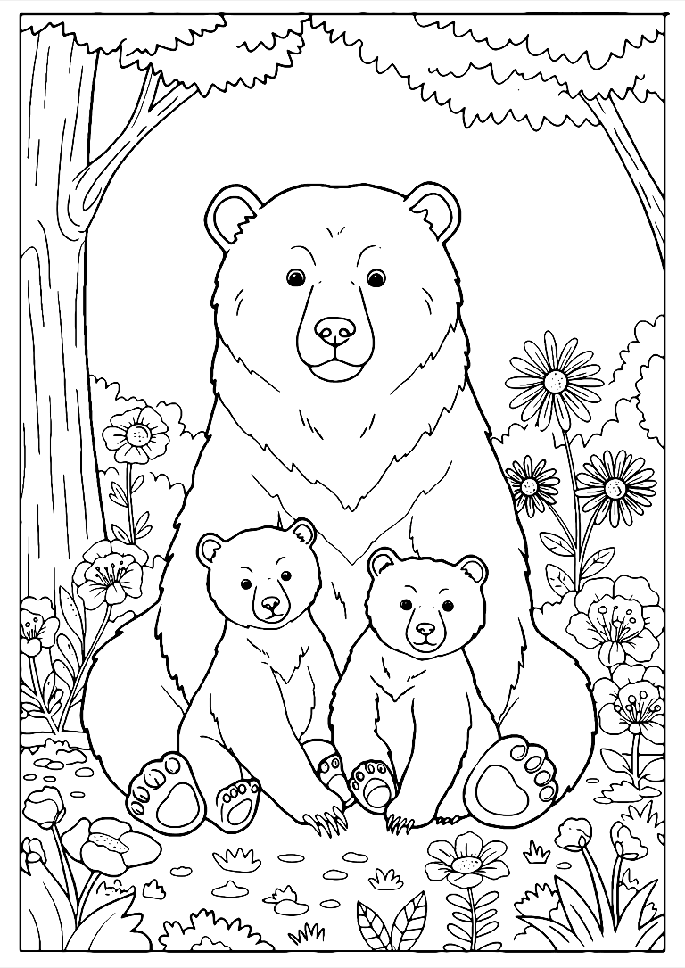 Dibujo De Familia De Osos Para Colorear