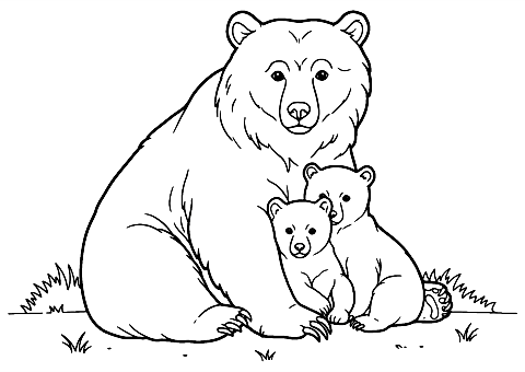 Medvecsalád Coloring Page