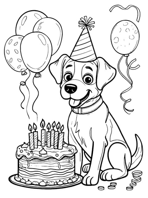 bursdagshund Coloring Page