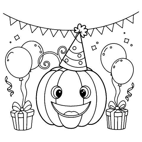 Birthday pumpkin Coloring Page