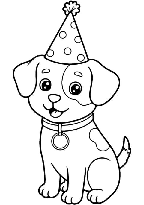 cățeluș aniversar Coloring Page