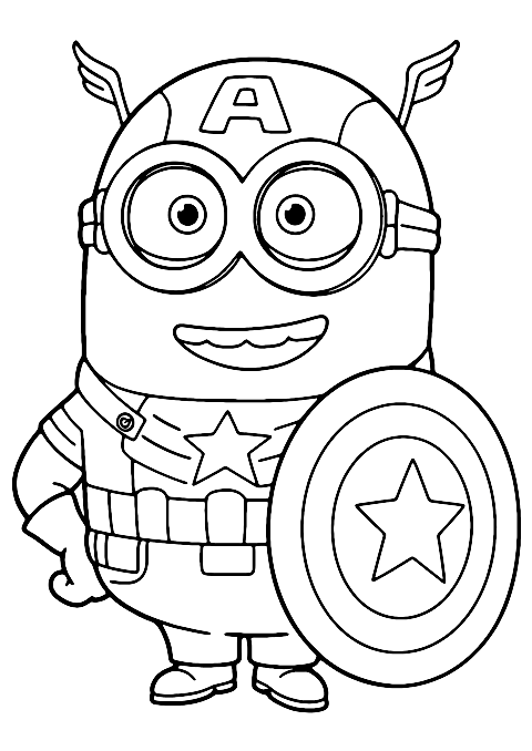 キャプテン・アメリカミニオン Coloring Page