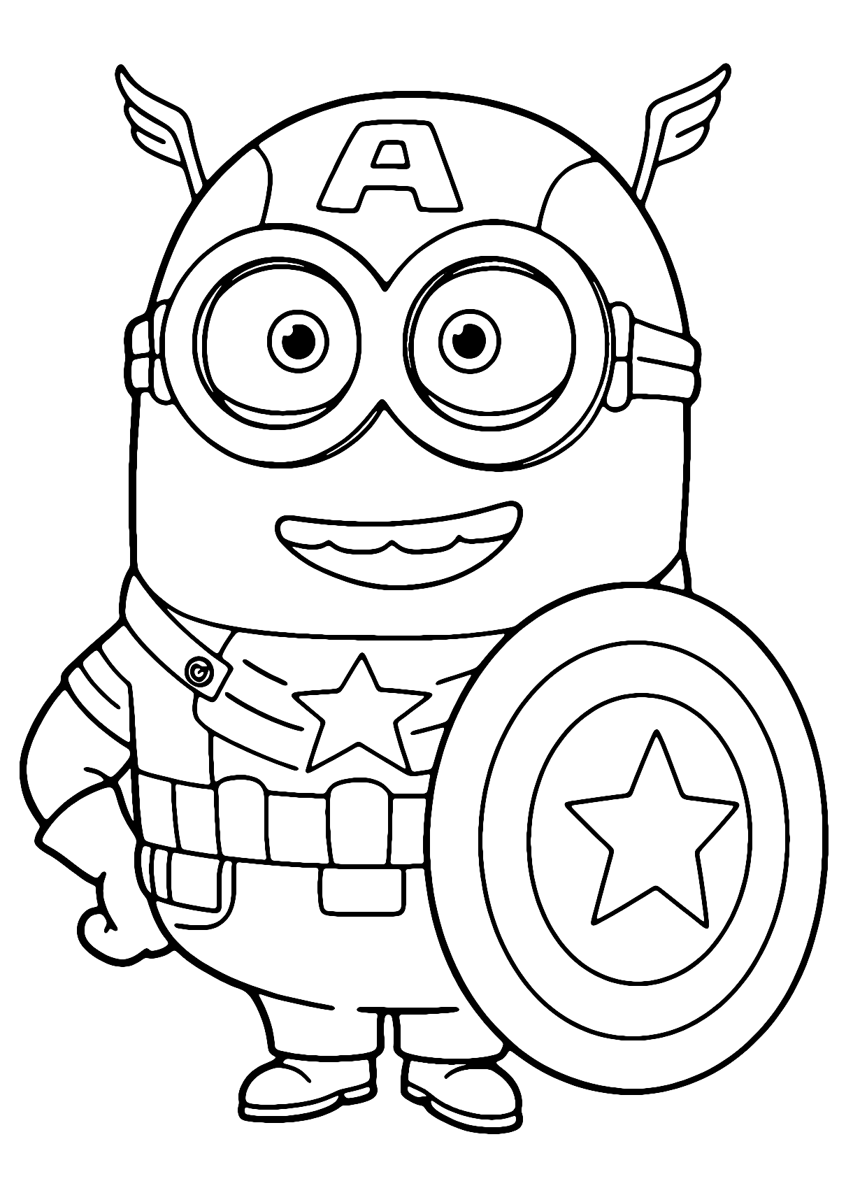 Minion Capitão América Para Colorir