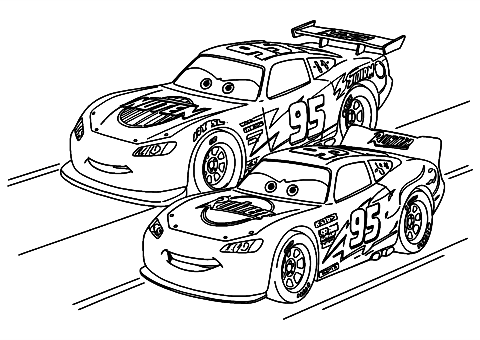 jackson storm och blixten mcqueen Coloring Page