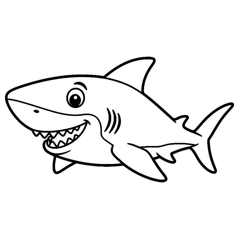 Cartoon Shark Coloring Page