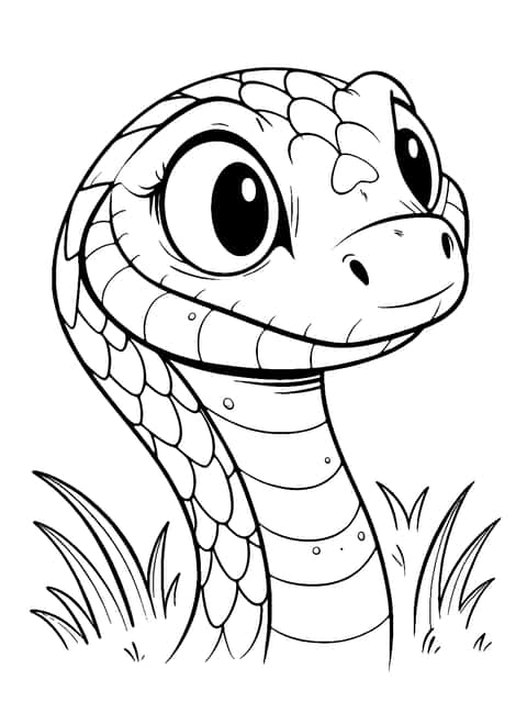 sarjakuvamainen käärmeen pää Coloring Page