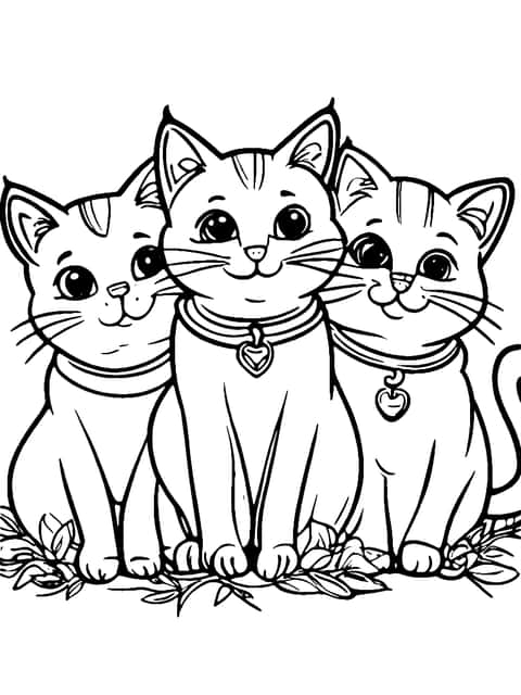 chats amis Coloring Page