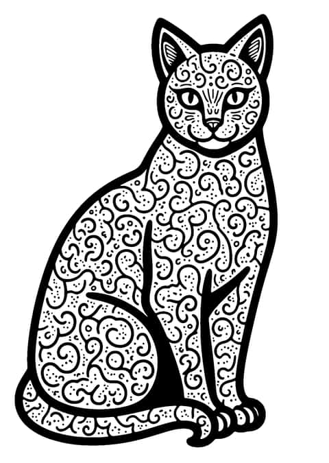 katt mandala Coloring Page