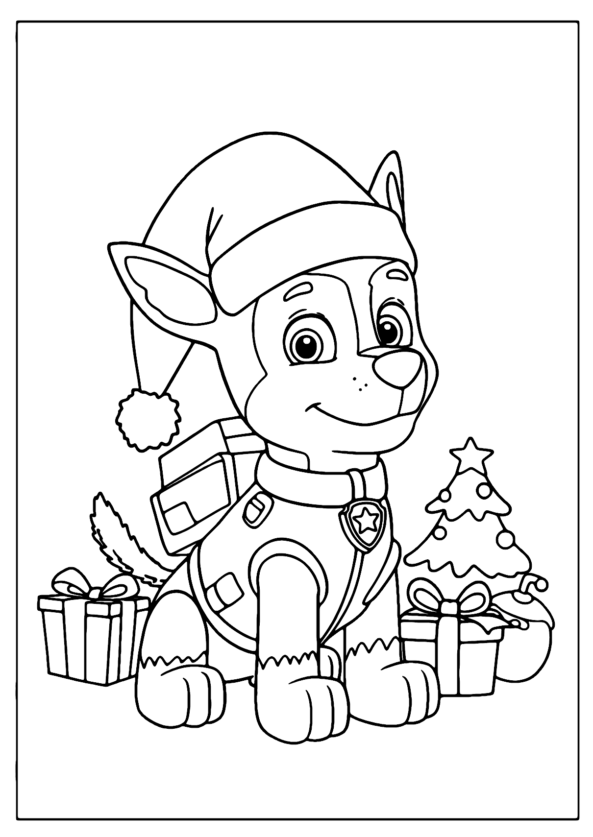 Chase Paw Patrol Weihnachten Ausmalbild