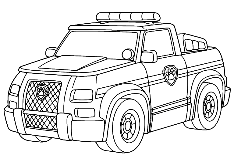 Chase Car In Paw Patrol Coloring Page