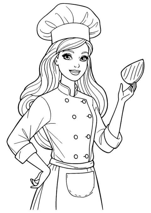 barbie chef Coloring Page