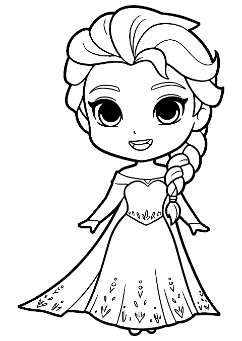 치비 엘사 Coloring Page