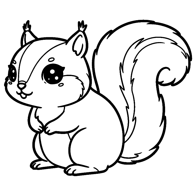 Chibi Squirrel Coloring Page