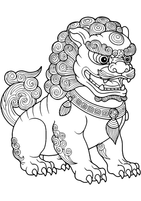 kinesisk løve Coloring Page