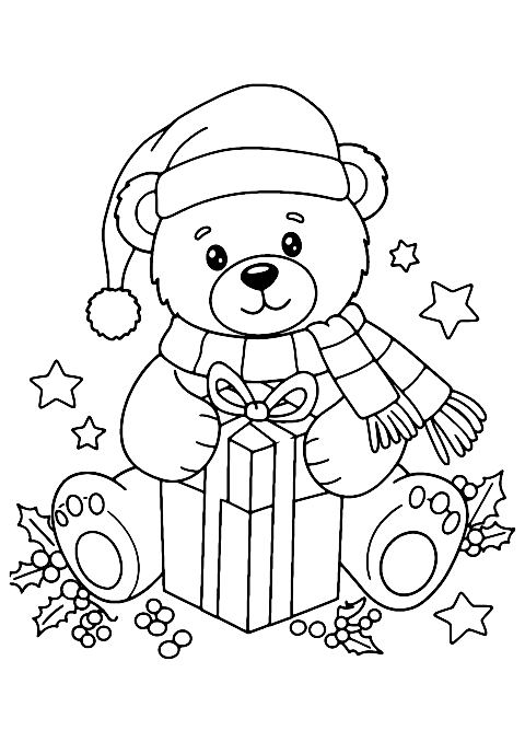 Vánoční medvěd Coloring Page