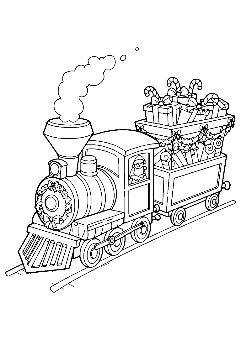 Coloriage Train De Noel