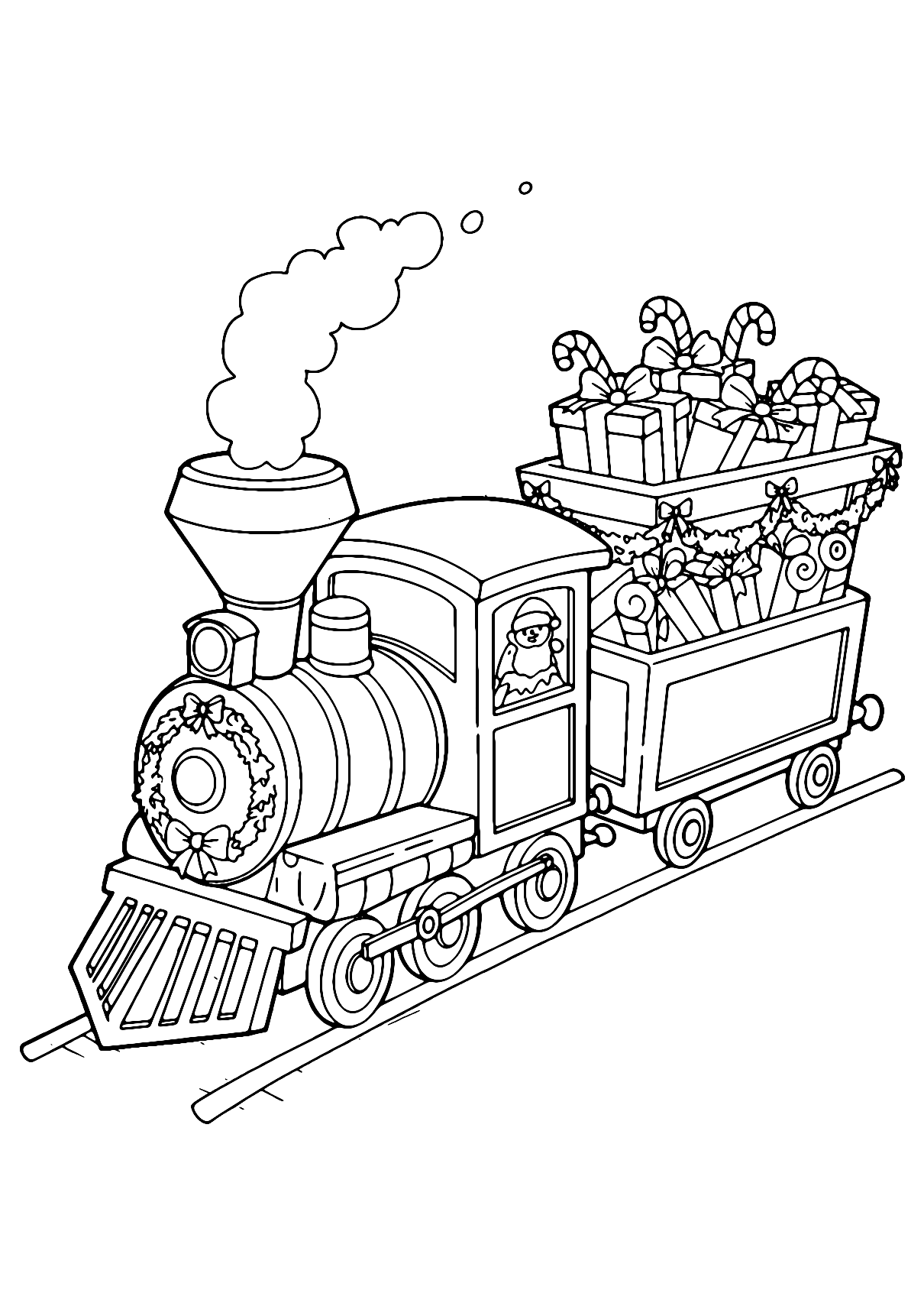 Christmas Train Coloring Page