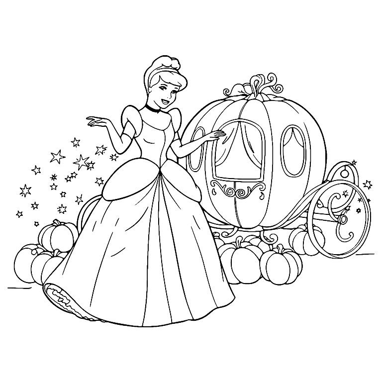 Cinderella And Pumpkins Coloring Page